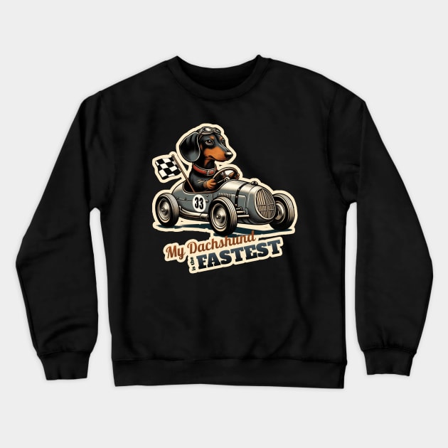 Car racer Dachshund Crewneck Sweatshirt by k9-tee